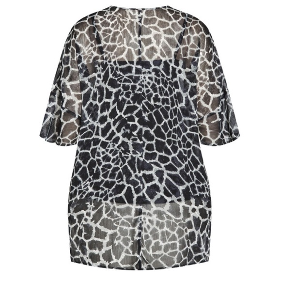 Arna YORK 18-28W Hi Lo Black Animal Print Moment Pleat Print Top Tunic V3.5 - Picture 4 of 6
